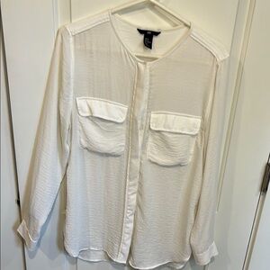 H&M White Button Down Shirt Classic Top